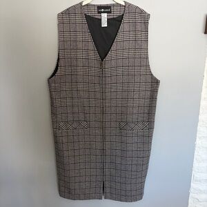 Vtg Sag Harbor Plaid Wool Jumper Dress Front Zip Size 16 Preppy Academia Grunge